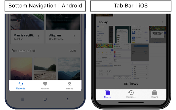Bottom Navigation vs Tab Bar