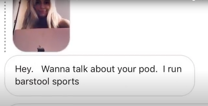 Dave Portnoy reaching out to Alex Cooper via Instagram DMs.