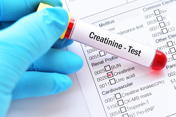 blood sample labelled Creatinine Test