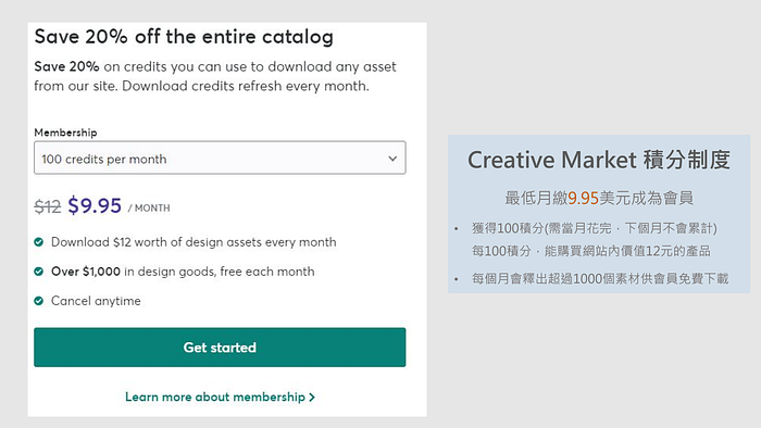 Creative Market的會員積分制度(不推薦)