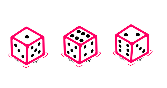 How To Casually Guess Numbers After Dice Throws? —An illustration showing three dice with 1, 6, and 2 on top respectively.