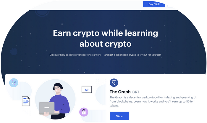 Earn free cryptos each month by answering small quizzes on Coinbase Earn