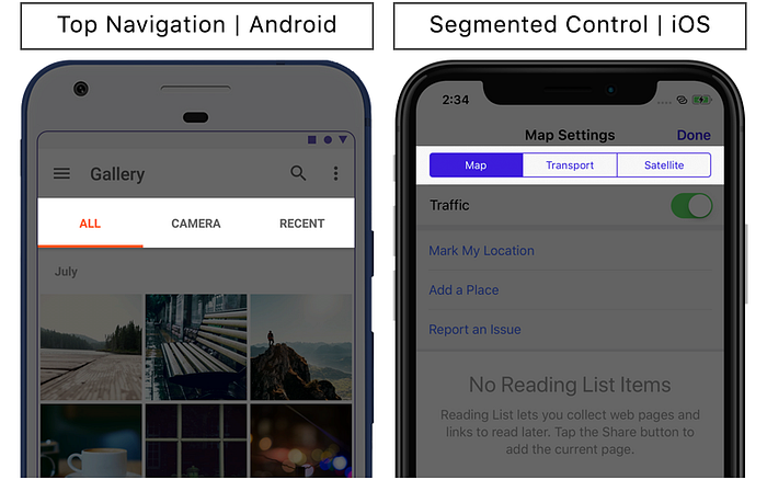 Top Navigation vs Segmented Controls