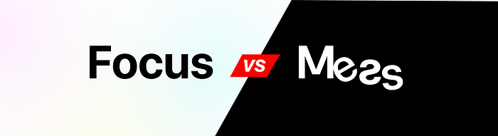 Side-by-side graphic of words depicting focus against mess