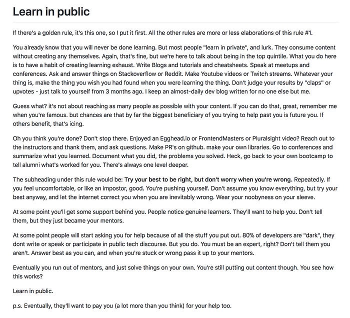 "Learn in Public" definition by Shawn Wang