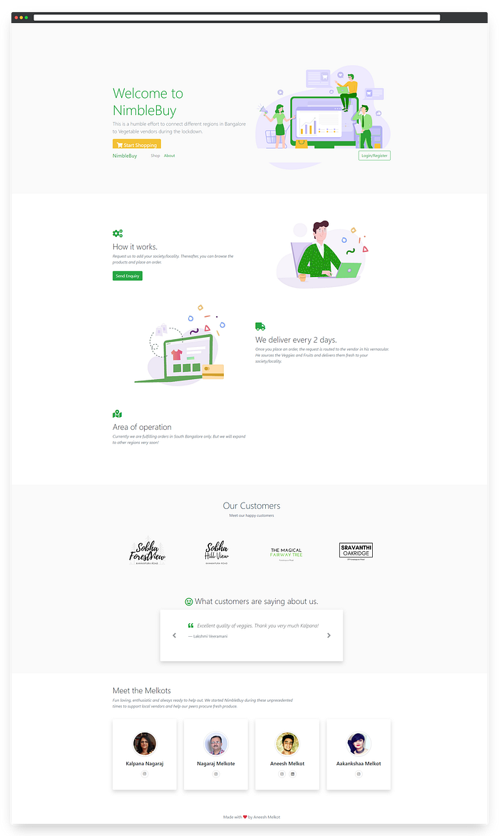 Image of a grocery buying web app called Nimblebuy