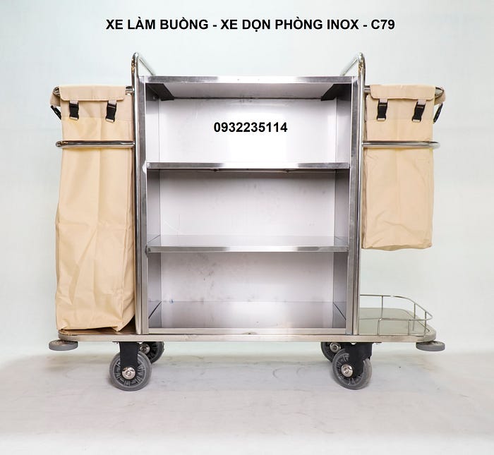 Xe đẩy làm phòng Inõ trắng cao cấp C-79