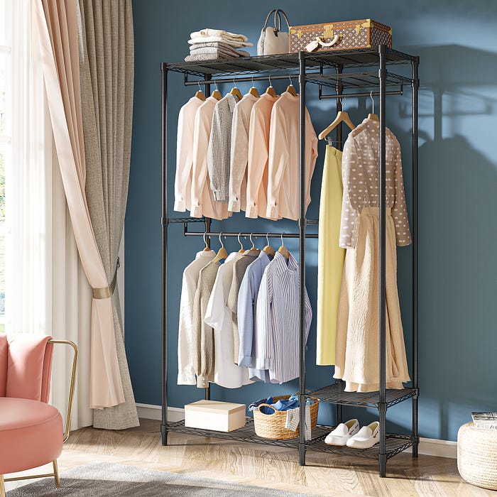 Raybee 2-tier clothes rack with shelves