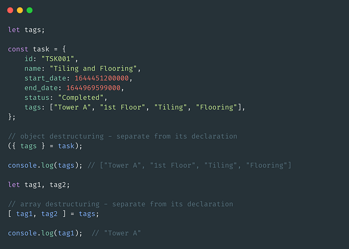 Destructuring assignment in JavaScript | by Nirmal Jasmatiya ...