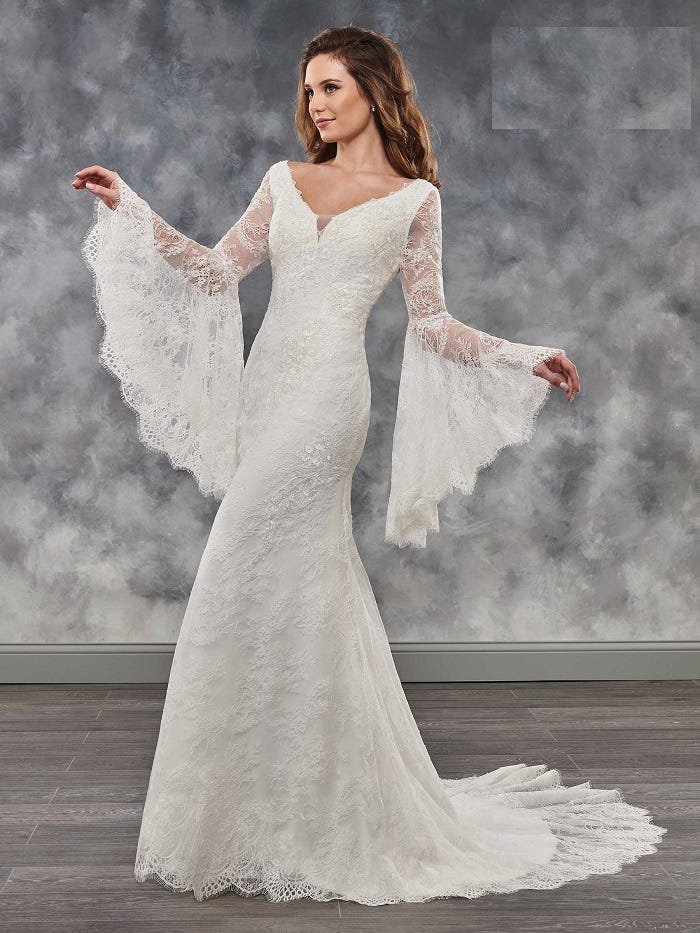 white dress with big sleeves