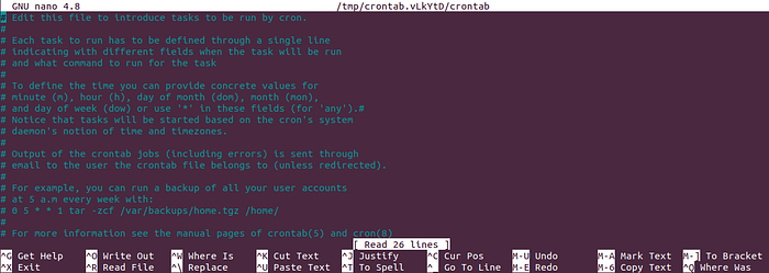 The crontab file on Linux system