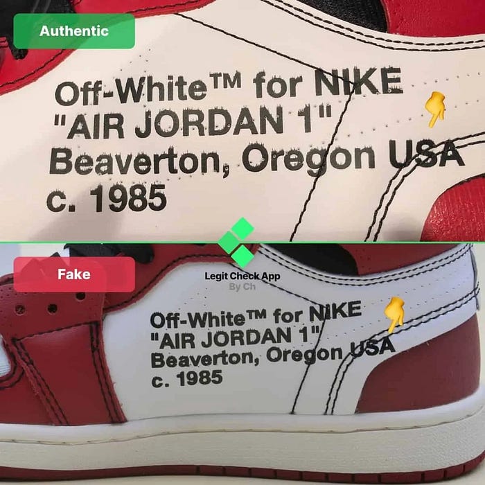 How To Spot Fake Off-White Air Jordan 1 Chicago — Real Vs OW AJ1 OG Legit Check Ch | Medium