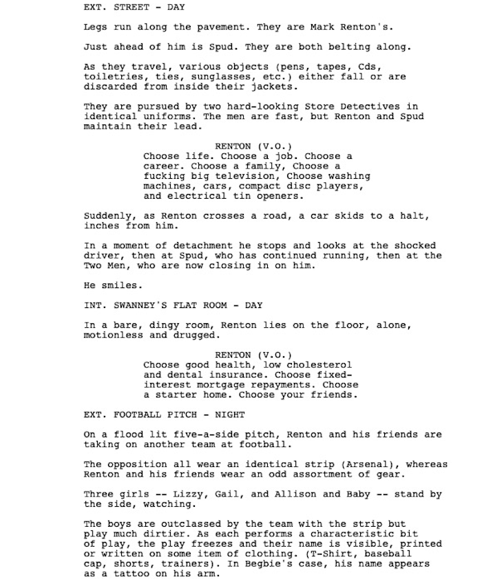 Page One “Trainspotting” (1996) Go Into The Story