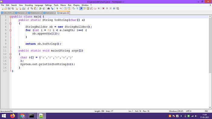Convert char array to String in Java: | by Meghashree Moitra | Medium