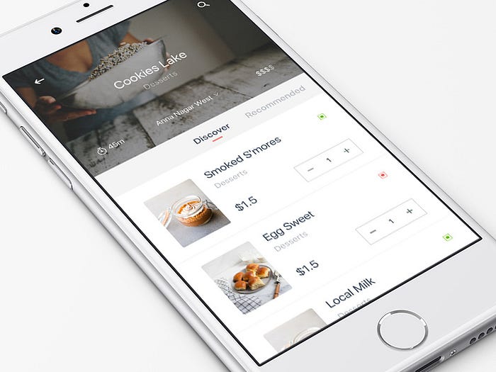 A food delivery app on iPhone