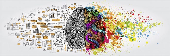 Drawing of the two sides of the brain