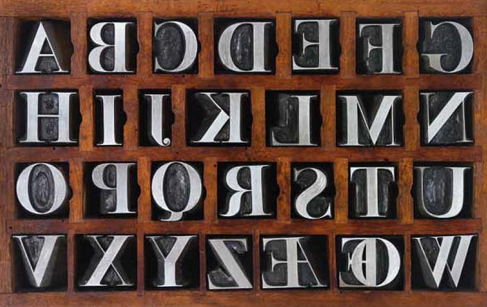 A collection of various metal-cast Bodoni letterforms