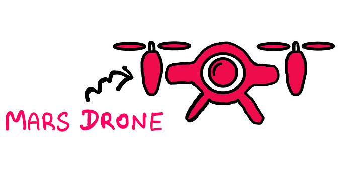 What Happens When Projective Geometry Meets Information Theory? (I) — An two-dimensional illustration of a mars drone. It seems to feature 2 rotos on either side. The centre looks like a circular disc with two legs for landing.