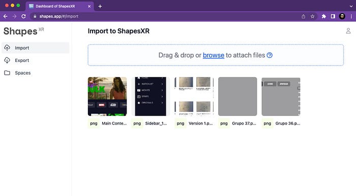 Screenshot of Shapes XR web app version