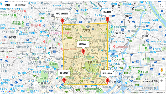 天皇壓制平將門的正方形結界