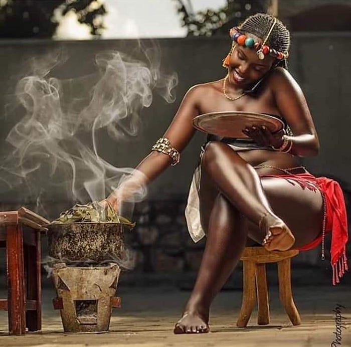 curvy black woman cooking
