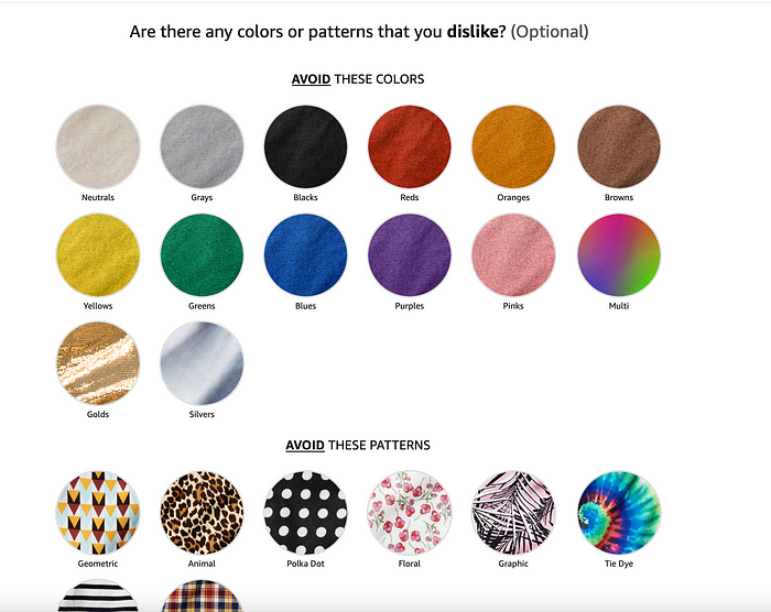 Color and pattern swatches on a white background.
