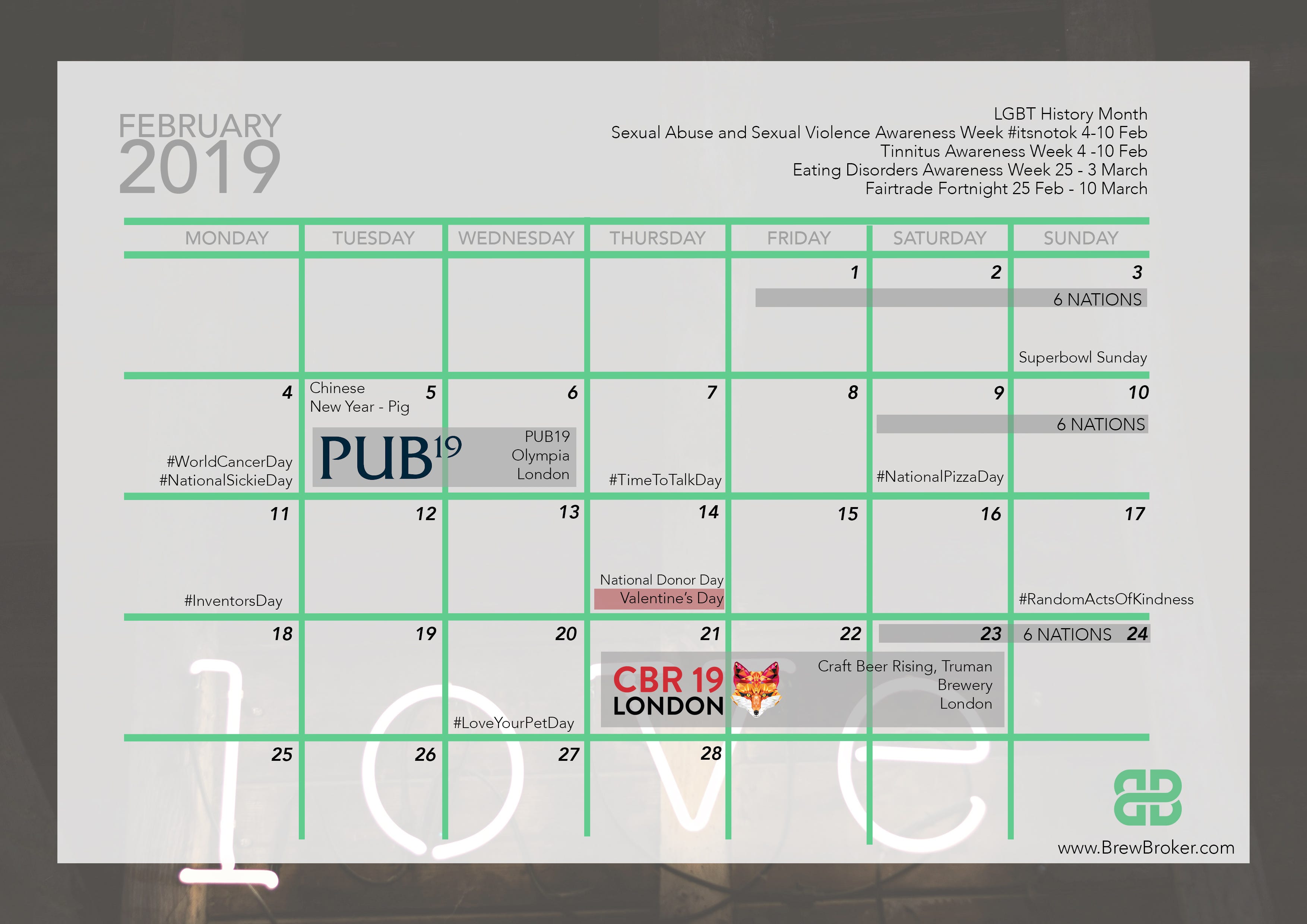 Content Social Calendar For The Beer Industry February 2019 By Rhian Mainwaring Brewbroker Medium