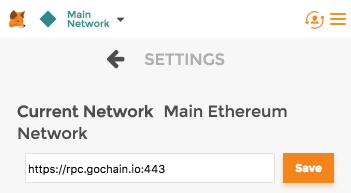 connect my own gochain node to metamask