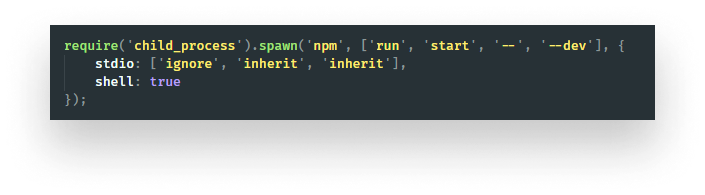 Spawning the child process at the end of rollup.config.js