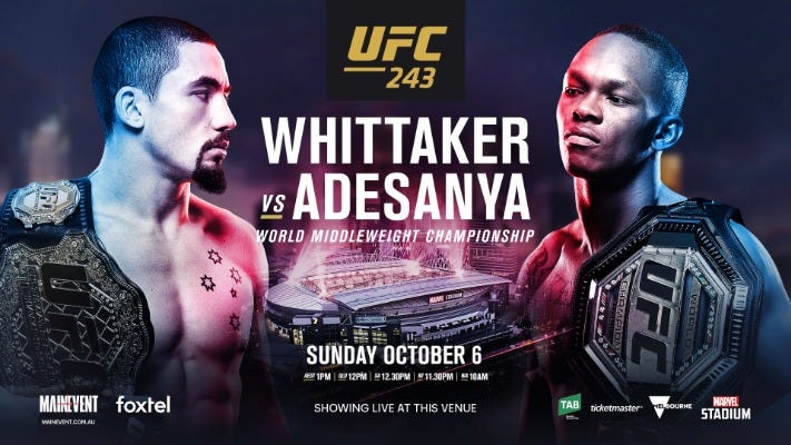Live Free To Air Ufc 243 Whittaker Vs Adesanya Fight Streaming Tv By Itv Stream Air Medium