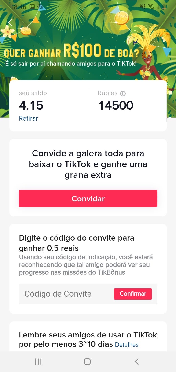 Aplicativo Tik Tok estÃ¡ pagando mais de 500 reais para