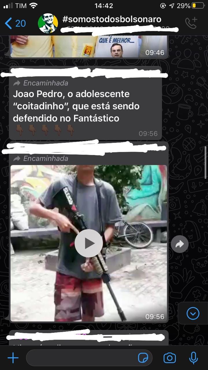 Print do momento em que a mensagem foi enviada