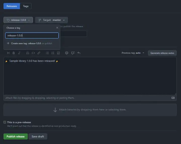 Criação de release no Github