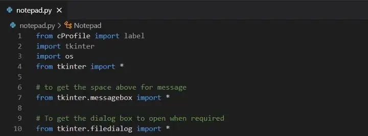 imports for creating Notepad with Tkinter python