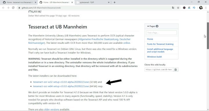 install tesseract on windows without installer