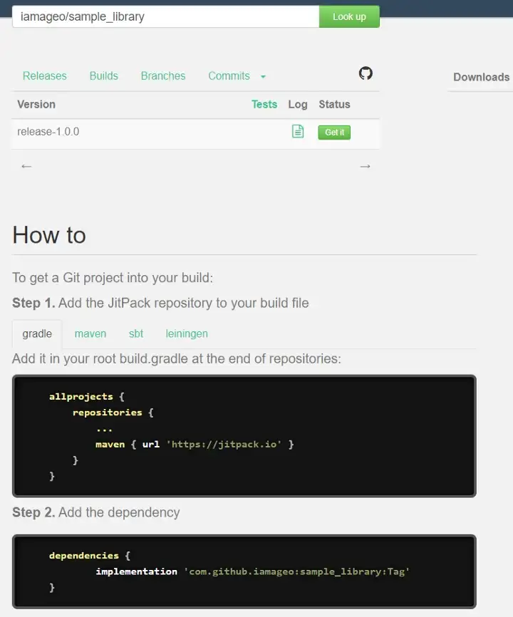 Finalização do build no Jitpack