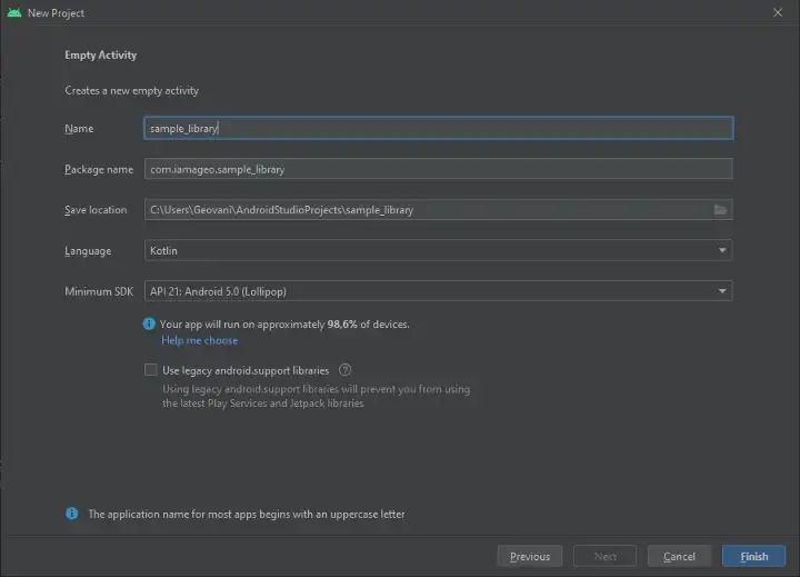 Criação do perojeto base