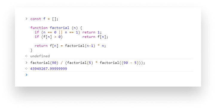 Factorial function in JavaScript