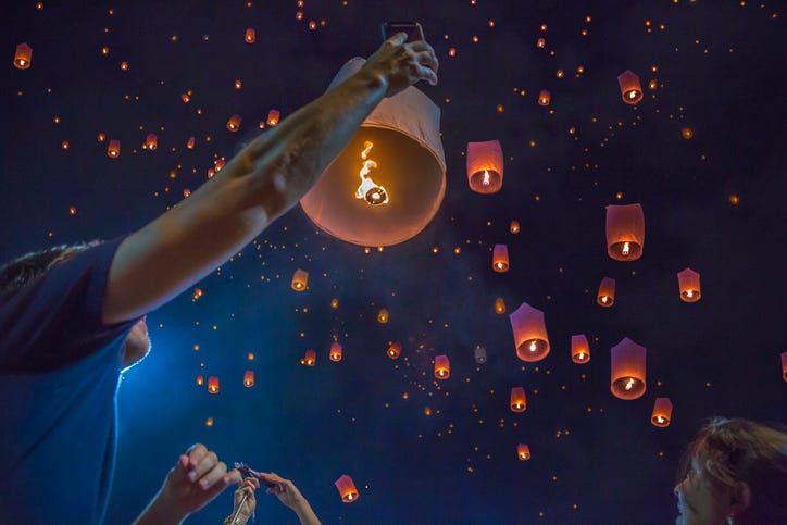 ground paper lanterns