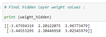 Figure 51: Displaying the final hidden layer weight values.