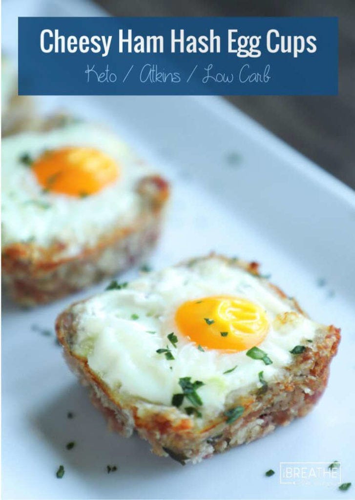 Low Carb Cheesy Ham Hash Egg Cups