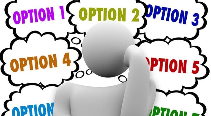 many options to choose