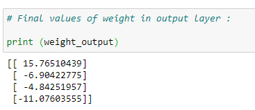 Figure 70: Displaying the final weight values for our output layers.