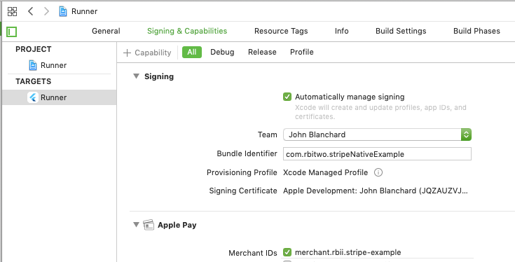 Apple Signing Capabilites