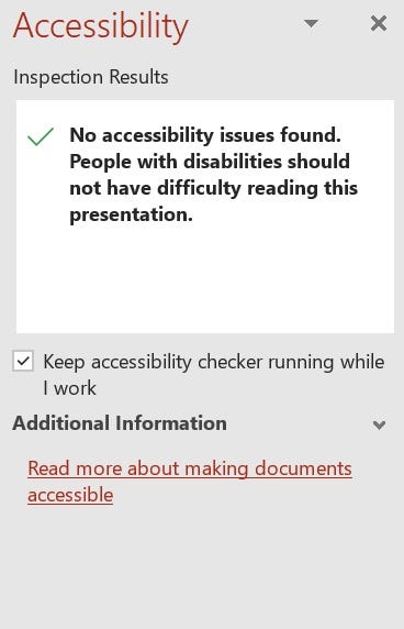 Clean accessibility checker results