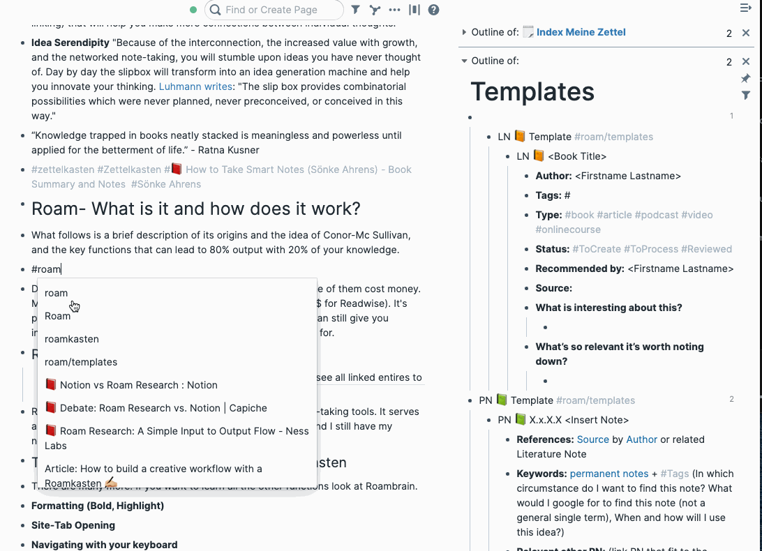 How the author wrote a paragraph using Roam.