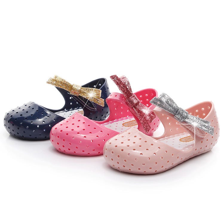 New Kids Mini Melissa Jelly Sandals For Baby Girls Glitte Bow