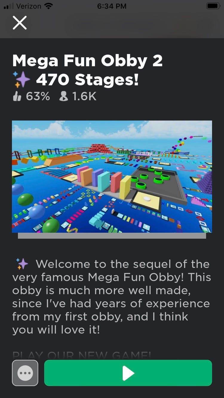 Today I Will Be Talking About Mega Fun Obby 2 470 Stages By Mthompso Medium - having fun on roblox
