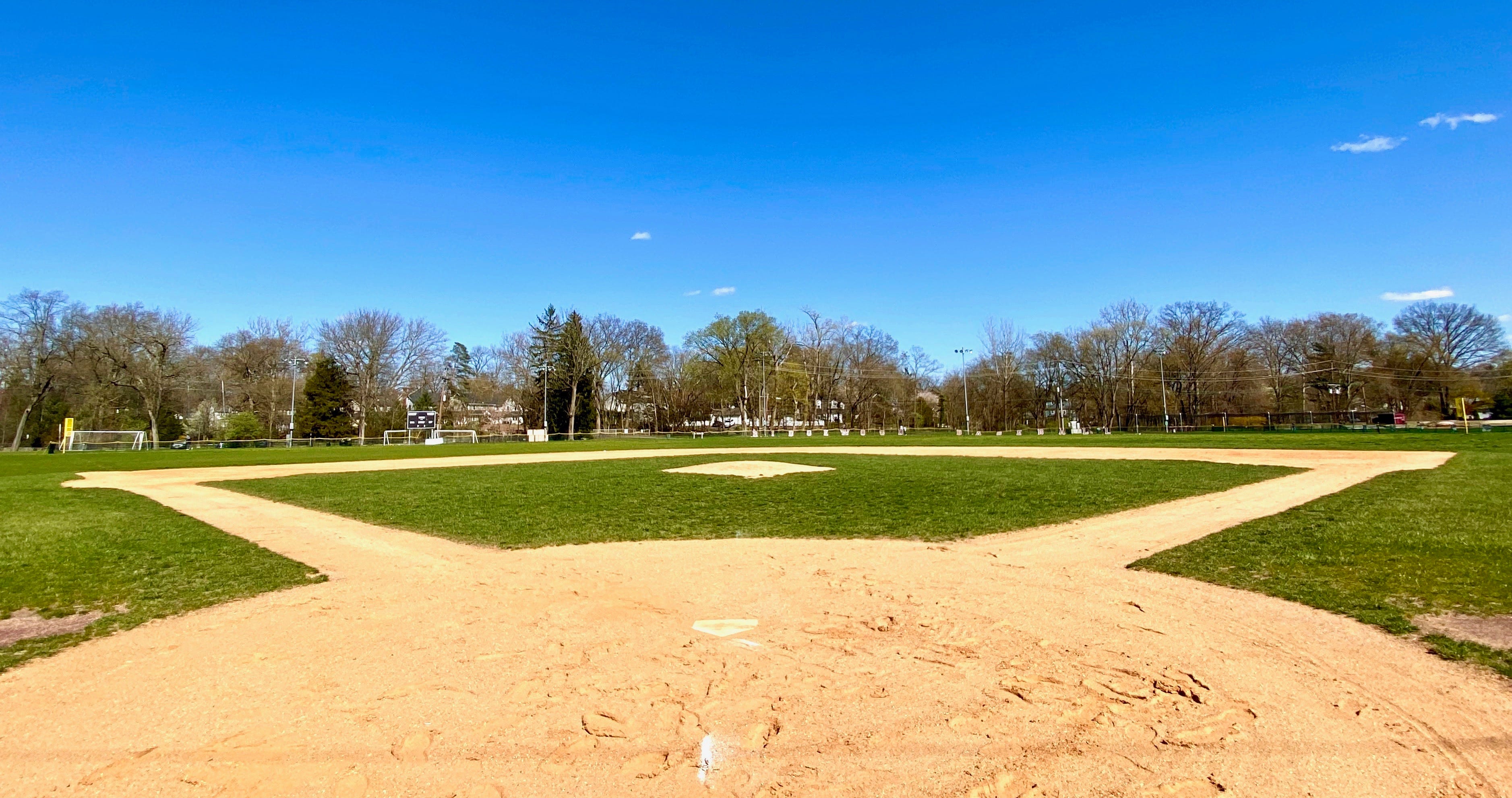 The empty baseball fields of Ridgewood, New Jersey, during the pandemic