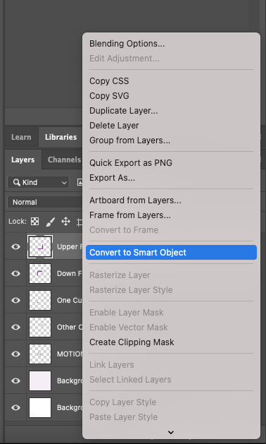 Convert to smart object photoshop motion graphics